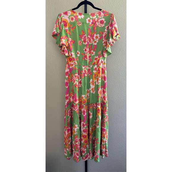 Easel Los Angeles Ruffled Sleeves Floral Midi Dress - Picture 3 of 5